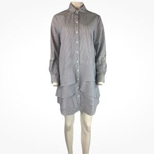 Hope & Harlow Sz 10 Boy Shirt Tiered Button Front Long Sleeve Dress Blue